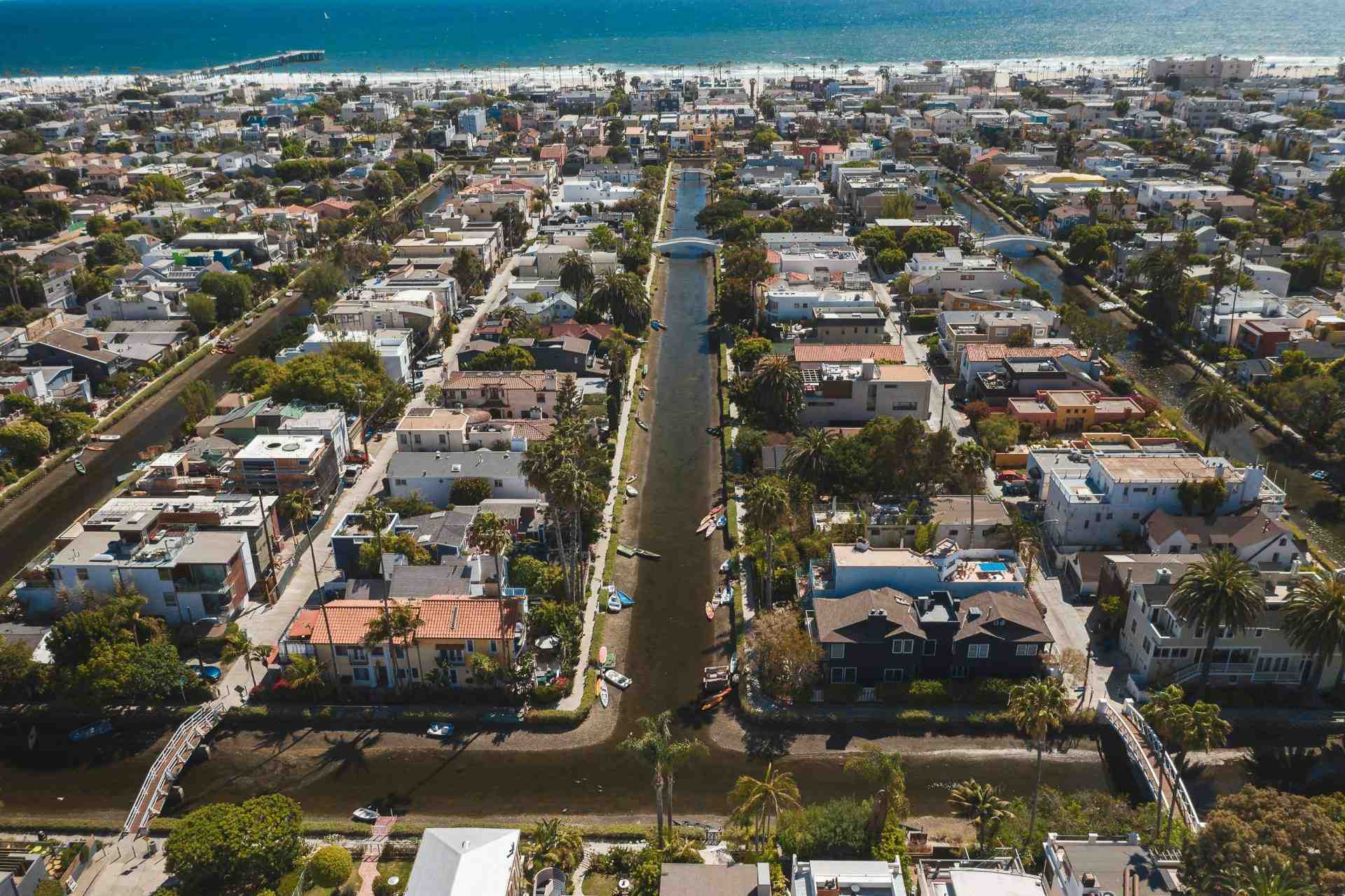 Coastal neighborhood with canals