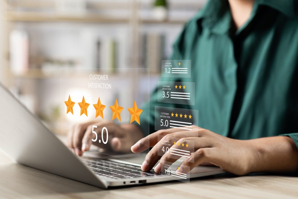 Customer satisfaction ratings displayed
